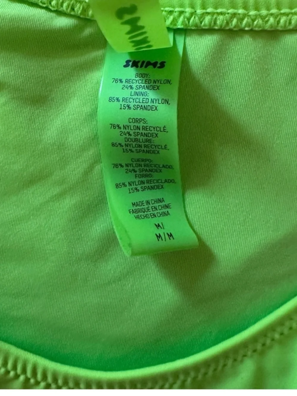 SKIMS Neon Green Triangle String Bikini like new medium large